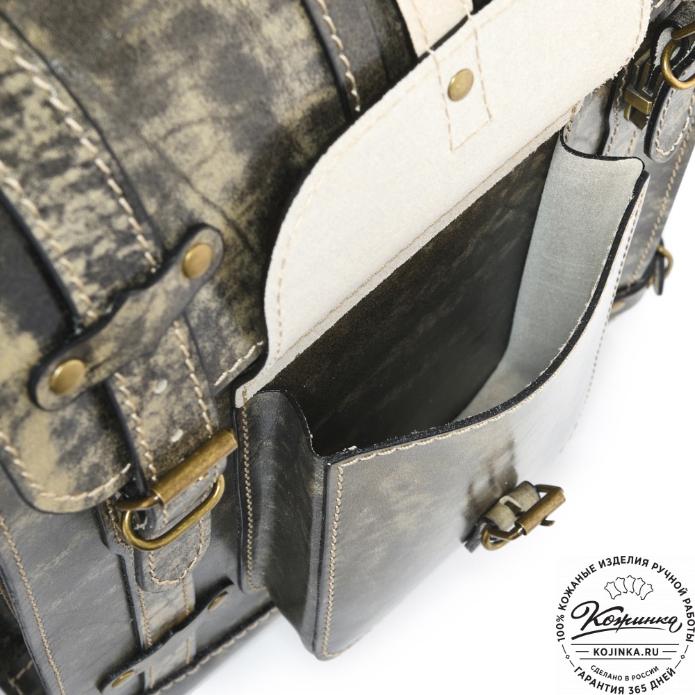 Кожаный ранец "Максимус 3" (пепел глянец)